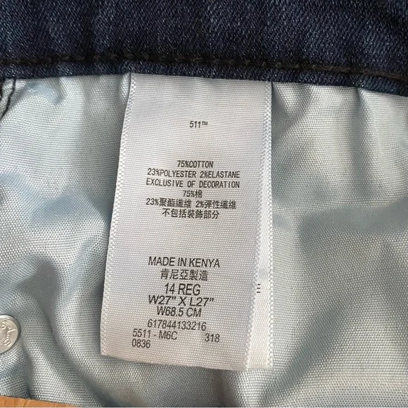 Levi’s 511 Slim Size 14 Reg Blue Jeans - Picture 4 of 11